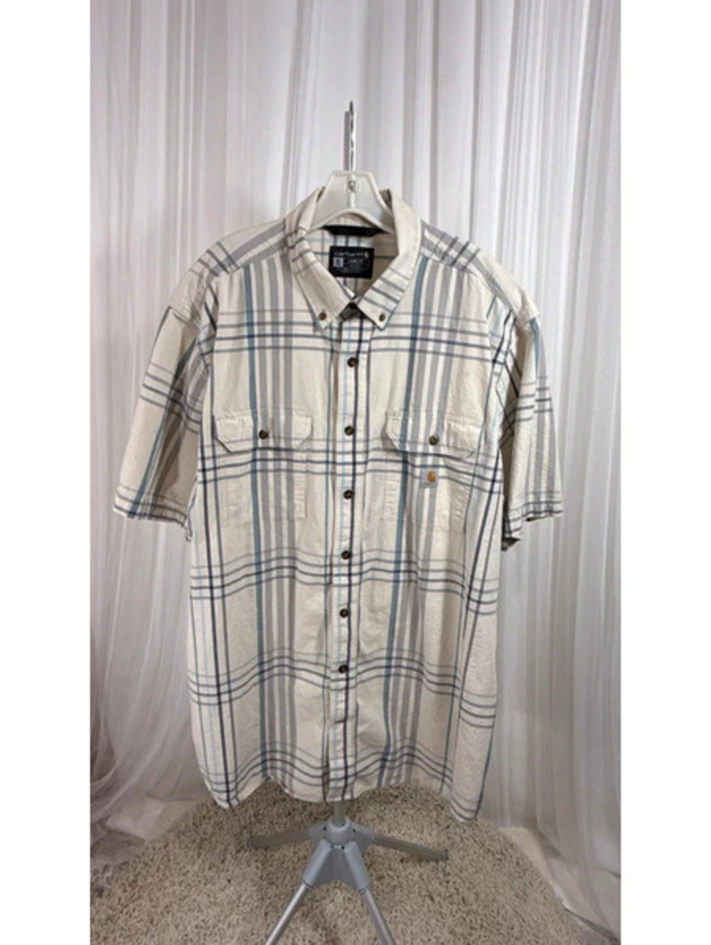 Carhartt Plaid Button Down Shirt Loose Fit XL Tall